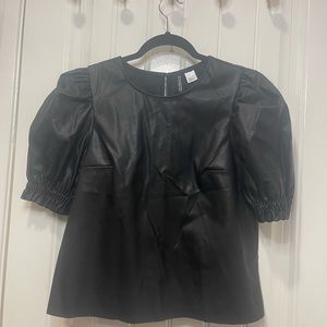 H&M new Faux Leather Blouse